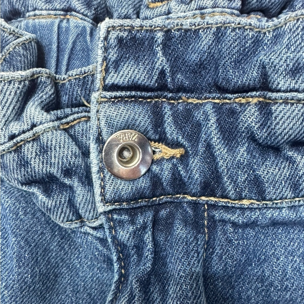 ZARA .Blue Ankle Cropped Jeans with Elastic Waistband - Picture 4 of 7